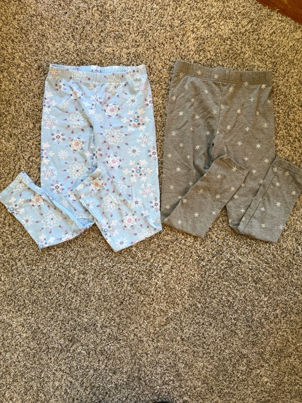 2 - Girls Winter Snowflake Leggings - Light Blue & Gray size 7